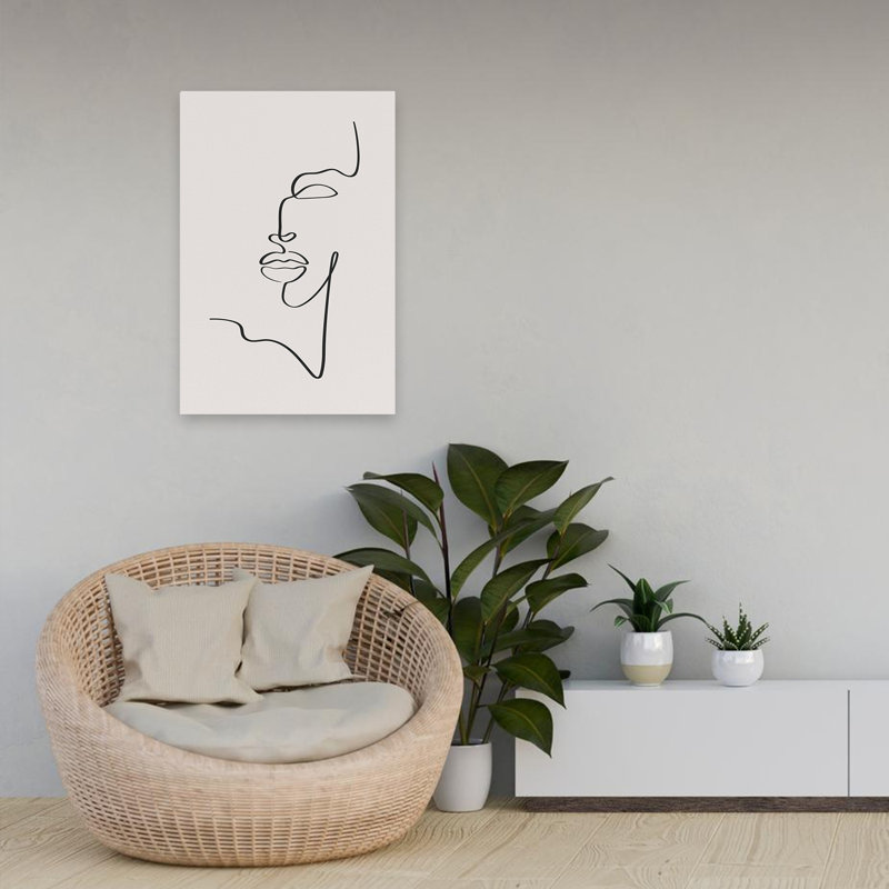 Visage de femme - art figuratif minimaliste, H 24 po x l 16 po