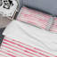 Motif rayé rose et blanc - Ensemble de housse de couette abstrait - Polyester en microfibre-163584943