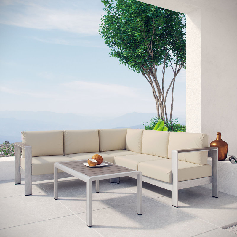 Ensemble de conversation modulaire avec coussins 4 pièces Shore, Beige