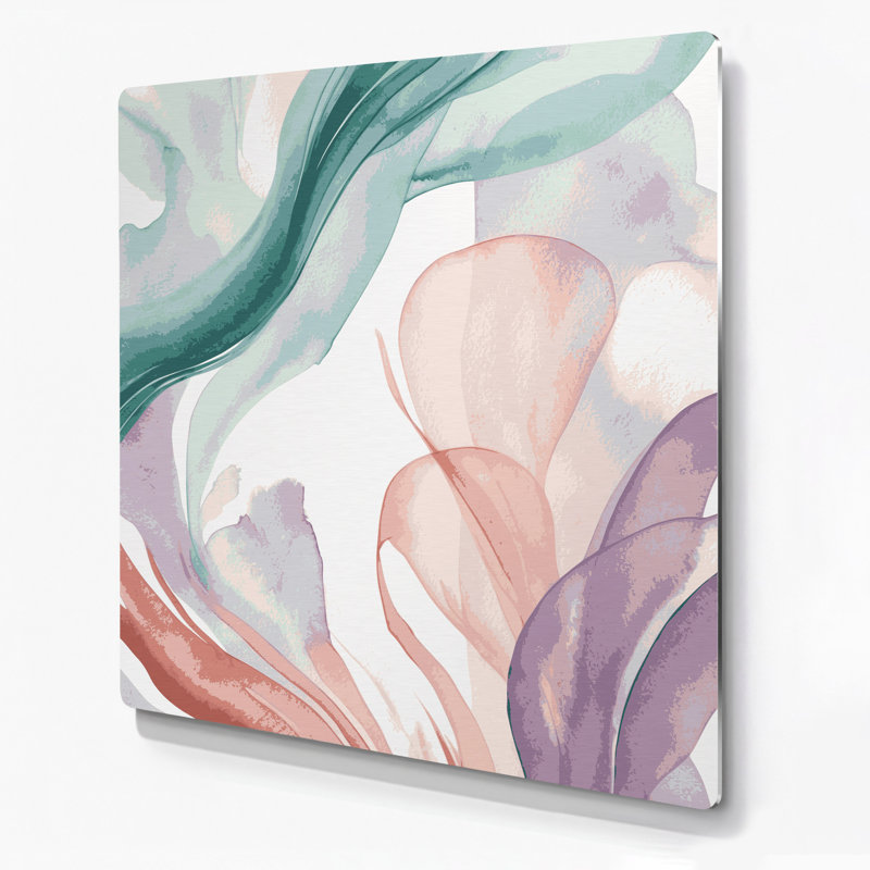 Aquarelle abstraite, art mural gris en métal 70, H 12 po x l 12 po