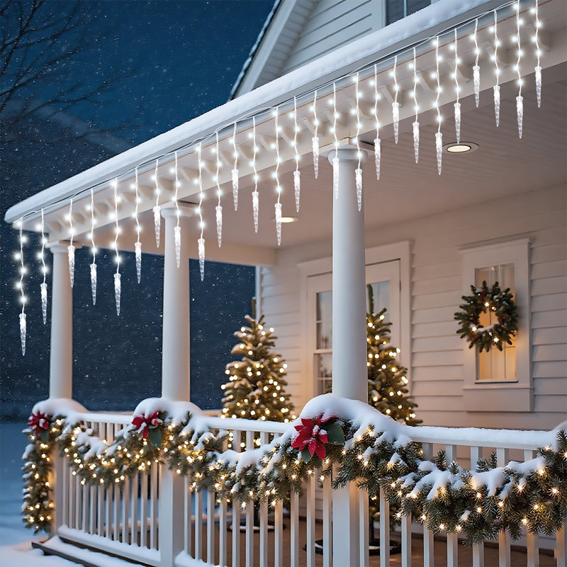 320 lumières à glaçons de Noël à DEL pour l'extérieur, deux couleurs (blanc chaud / froid doux)