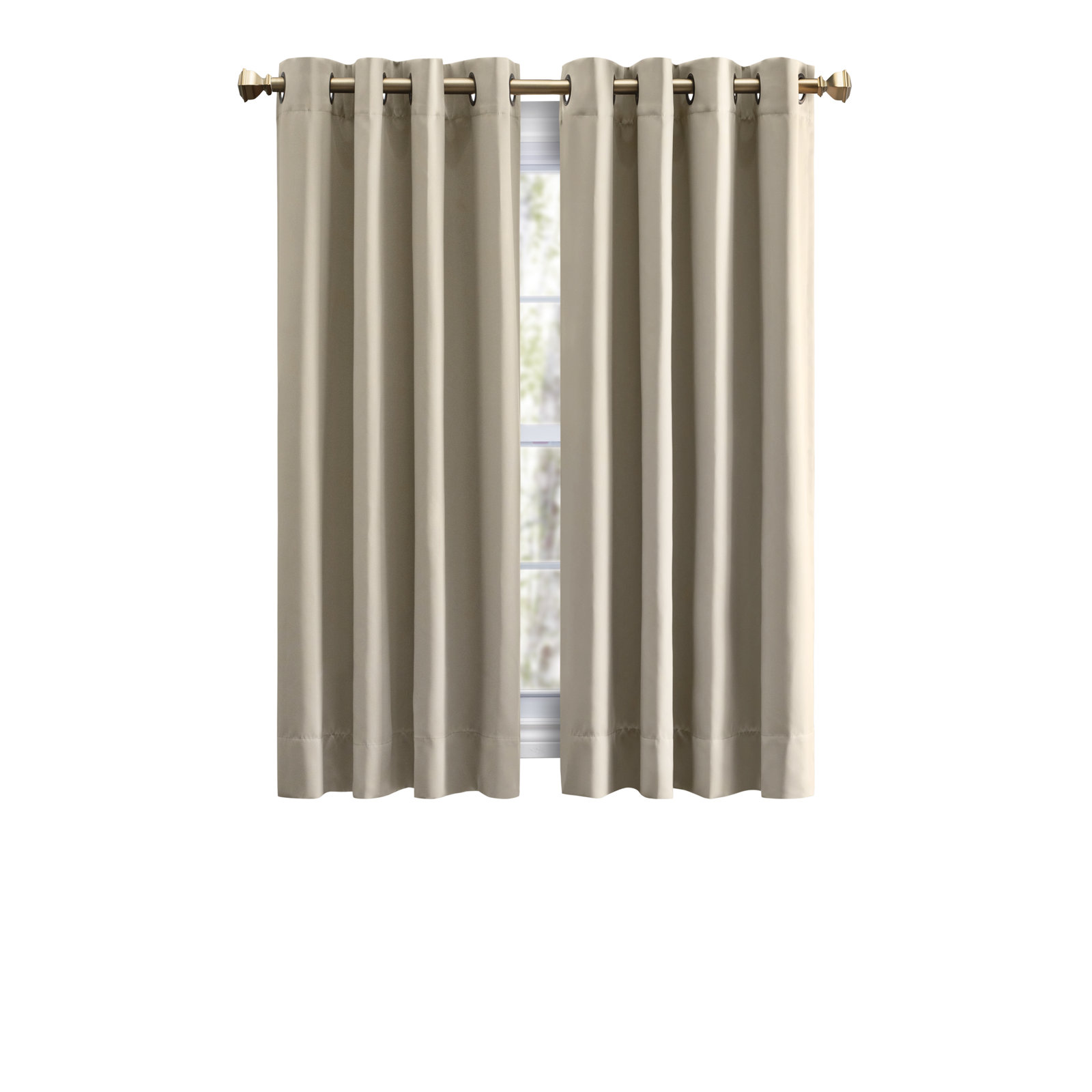 Ardelle Blackout Thermal Grommet Curtain Panel, Putty with Antiqued Bronze Grommets, 56" W x 45" L