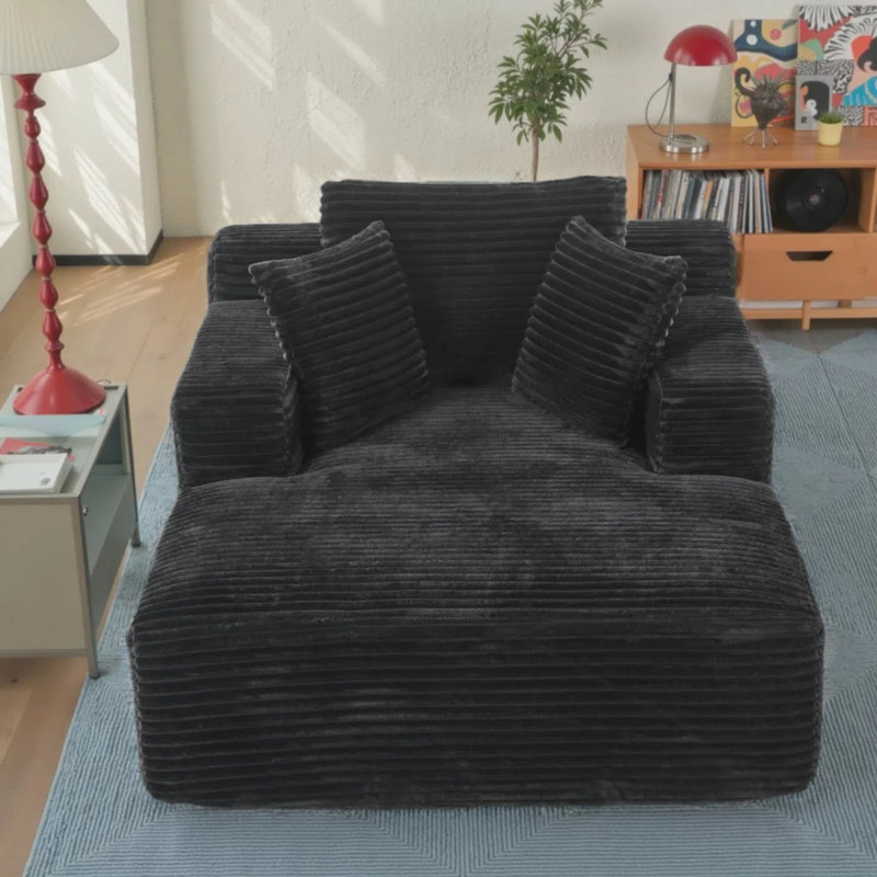 Fauteuil surdimensionné de 66 pouces, canapé-lit Cloud Comfy, chaise longue, Noir