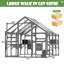 Grand patio pour chat pour plusieurs chats - maison en bois avec 7 plateformes, 2 boîtes de repos, pont, rampe et cage de sécurité, abri de toit gris, caractéristique supplémentaire, matériaux