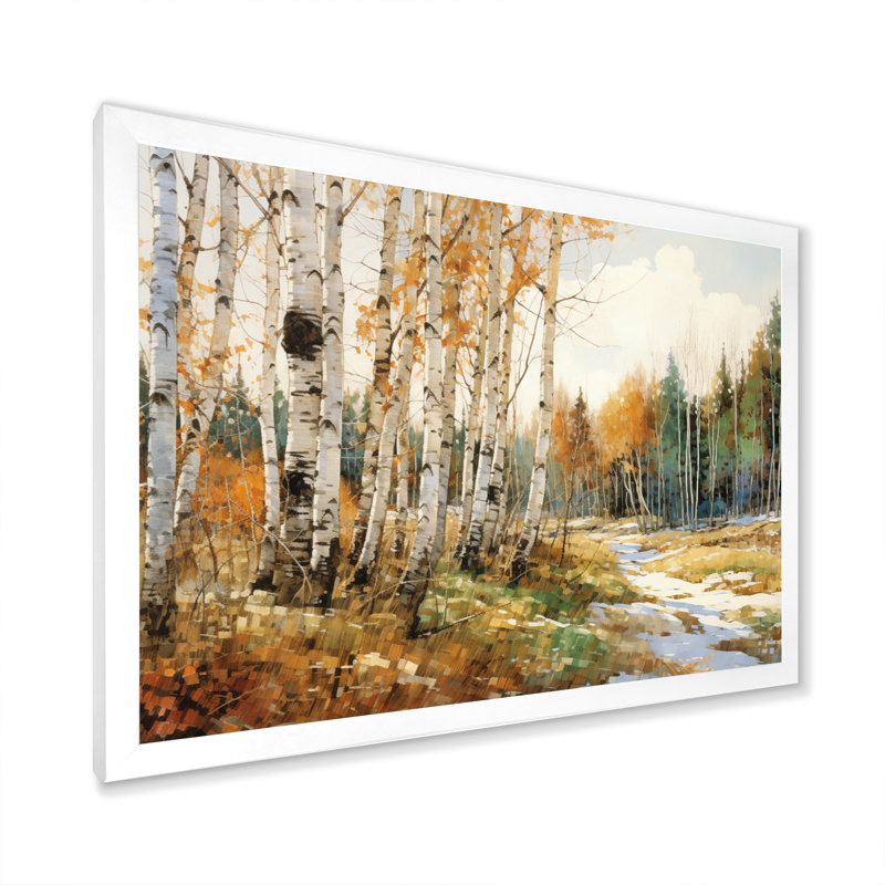 Bouleau saisonnier en bois de bouleau I sur toile, H 30 po x l 40 po x P 1,5 po, Cadre photo blanc
