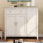 Banc de rangement blanc en bois manufacturé-696635746