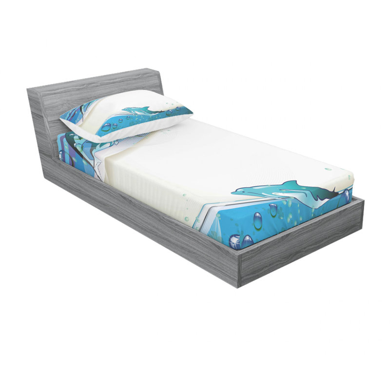Ensemble de draps dauphins sur mer, Ensemble de draps pour lit simple TG avec drap-hou