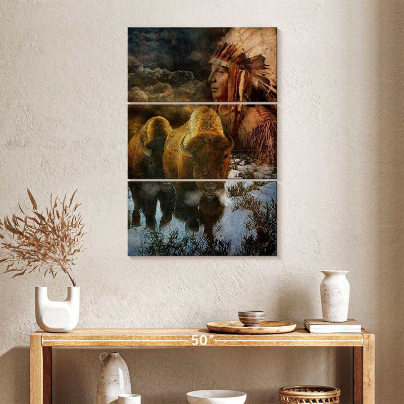 Lelar Bison And The Chief, 38" H x 24" W