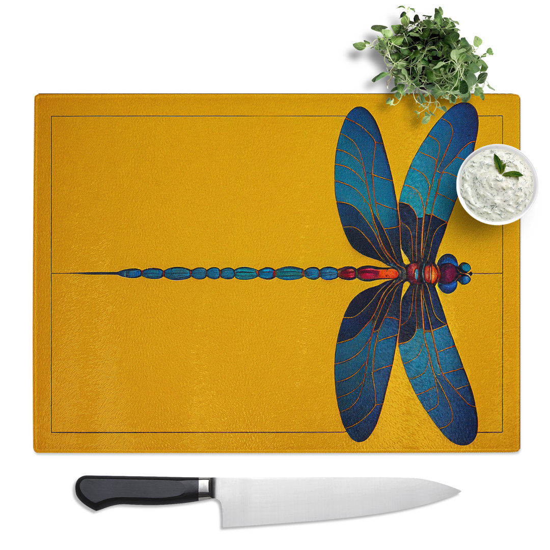 Striking Dragonfly  Glass Chopping Board