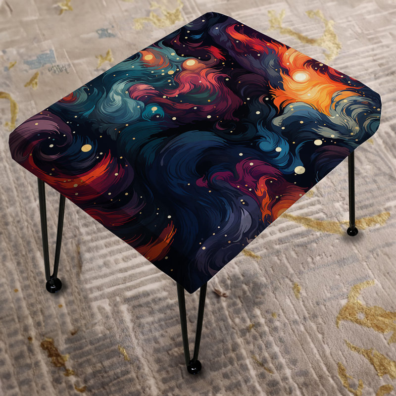 Celestial Concealment Swell - Abstract Rectangle Ottoman