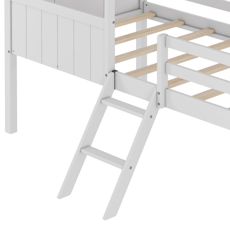 Lit avec rangement Paderborn, Blanc / Gris