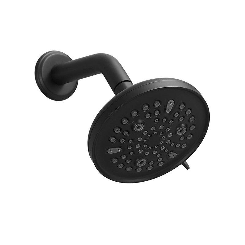 Modern 8-Spray Patterns With 1.8 GPM 6 In. Wall Mount Rain Fixed Shower Head, Matte Black