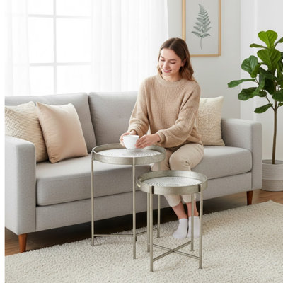 Glass Top Side Table Set