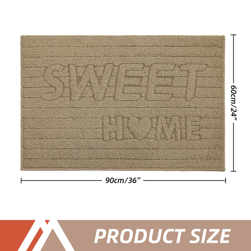Machine-washable Non-slip Indoor Door Mat, Beige, 24'' W x 36'' L