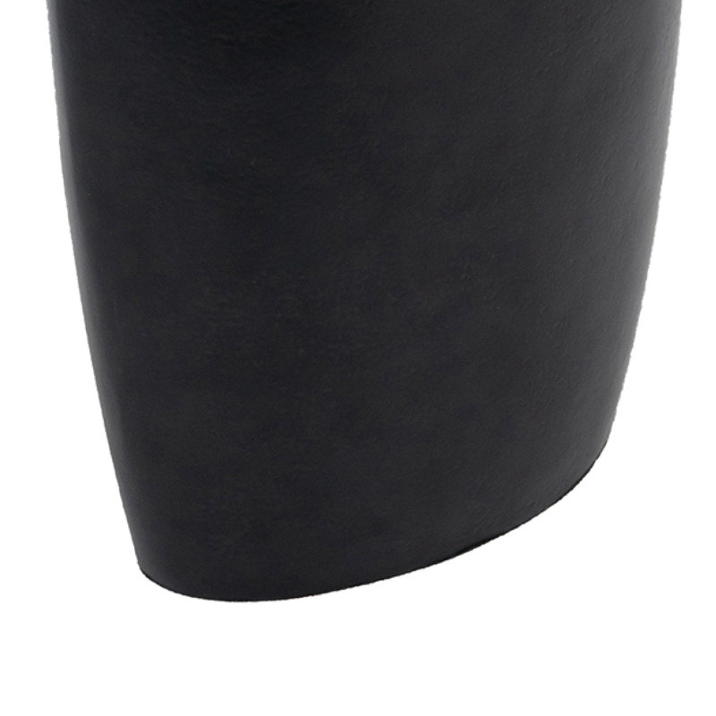 Decorative Vase, 8 Inch Curved Rim Edge Aluminum Black And Gold