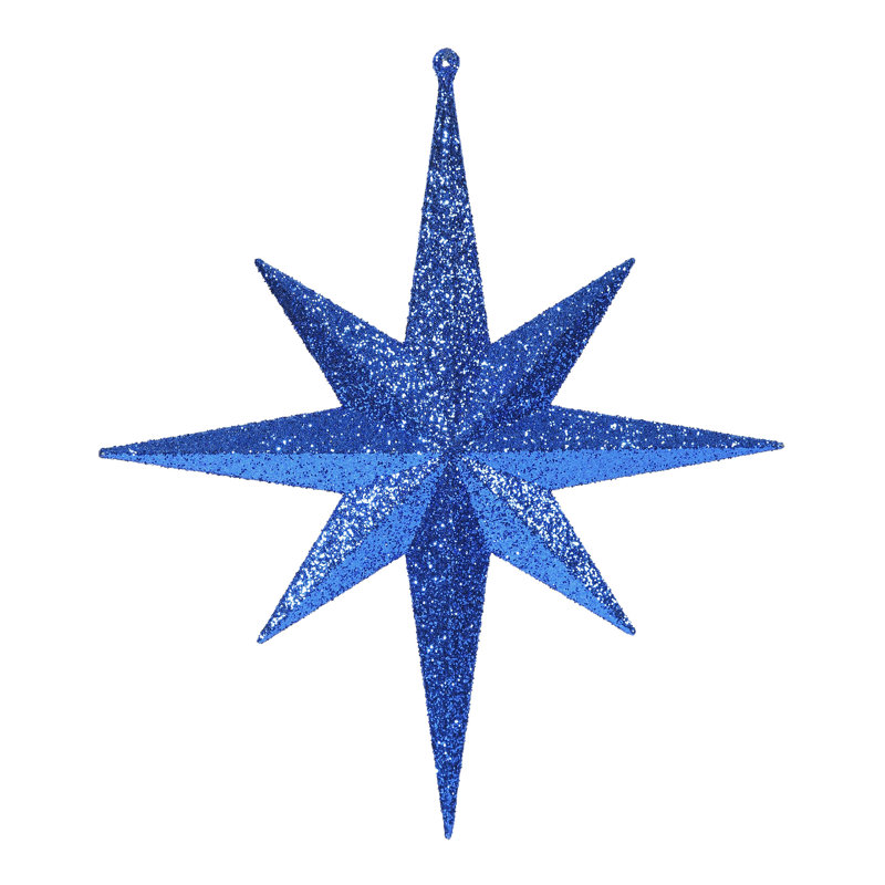 Ornement étoile de Bethléem scintillant, H 15,75 po x l 15,75 po x P 3 po, Bleu