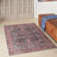 Lotte Oriental Machine Washable Flatweave Area Rug in Navy Blue/Brick Red-1084075947