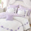 Ensemble de couette 6 pièces en microfibre brodée à motifs floraux violet, taille grand lit/queen