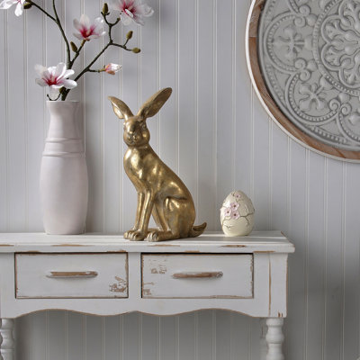 Lapin doré 15,5 po en résine