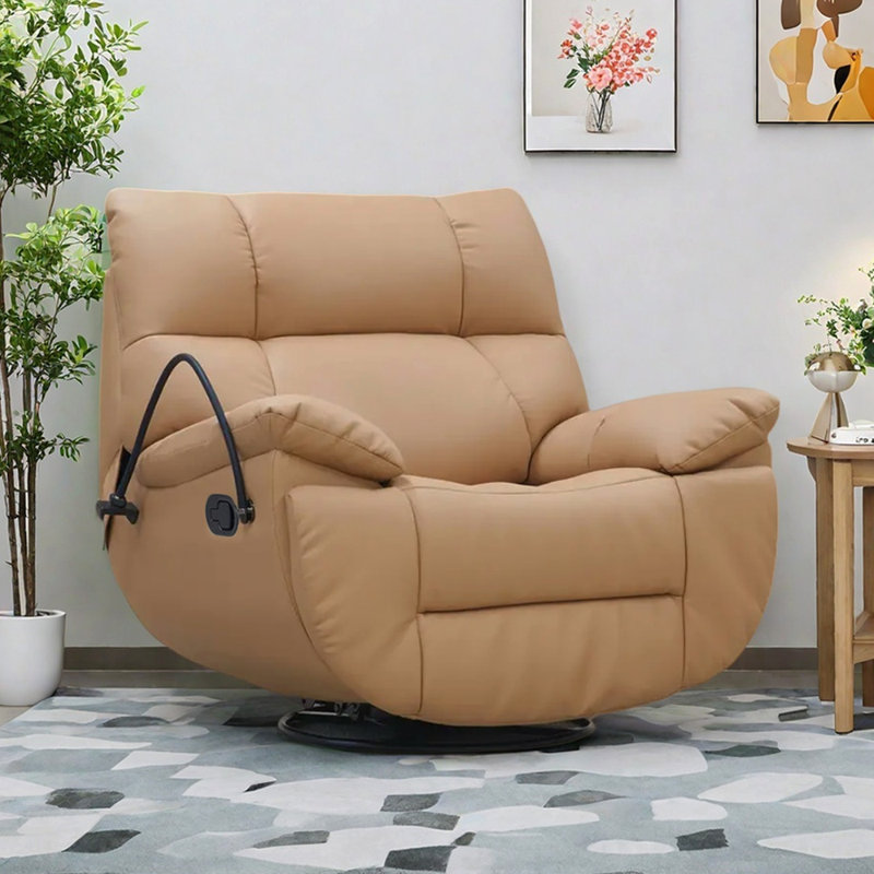 Fauteuil inclinable manuel ergonomique en similicuir, Brun