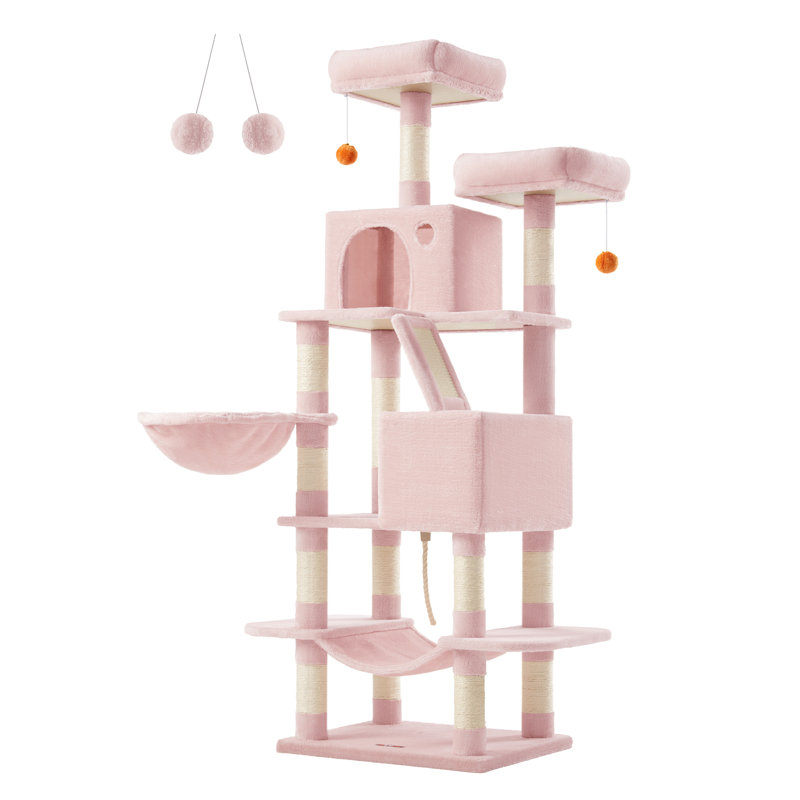 168cm H Cat Tree, Pink