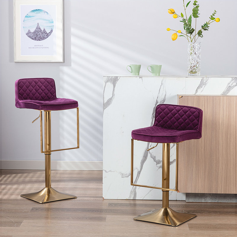 Tabouret pivotant à hauteur réglable Aldegonde Zariyah, Mauve