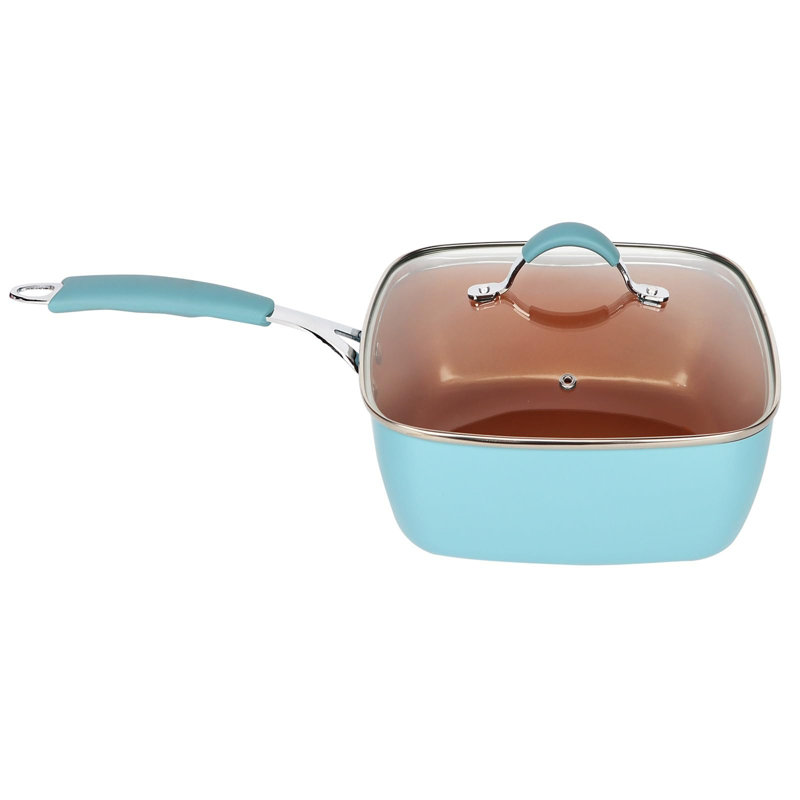 Wiltraud 14 - Piece Aluminum Cookware Set, Copper/Blue