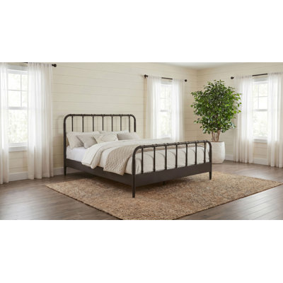 Queen Wood Pipe-Inspired Open-Frame Bed, Dark Bronze