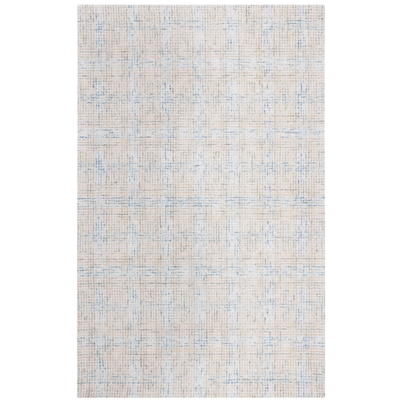 Terkel Hand Tufted Wool/Cotton Rug in Brown/Blue/Ivory, Rectangle 5' x 8'