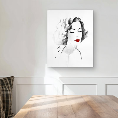 Watercolor Woman - Office Gray Metal Print for Home Decor