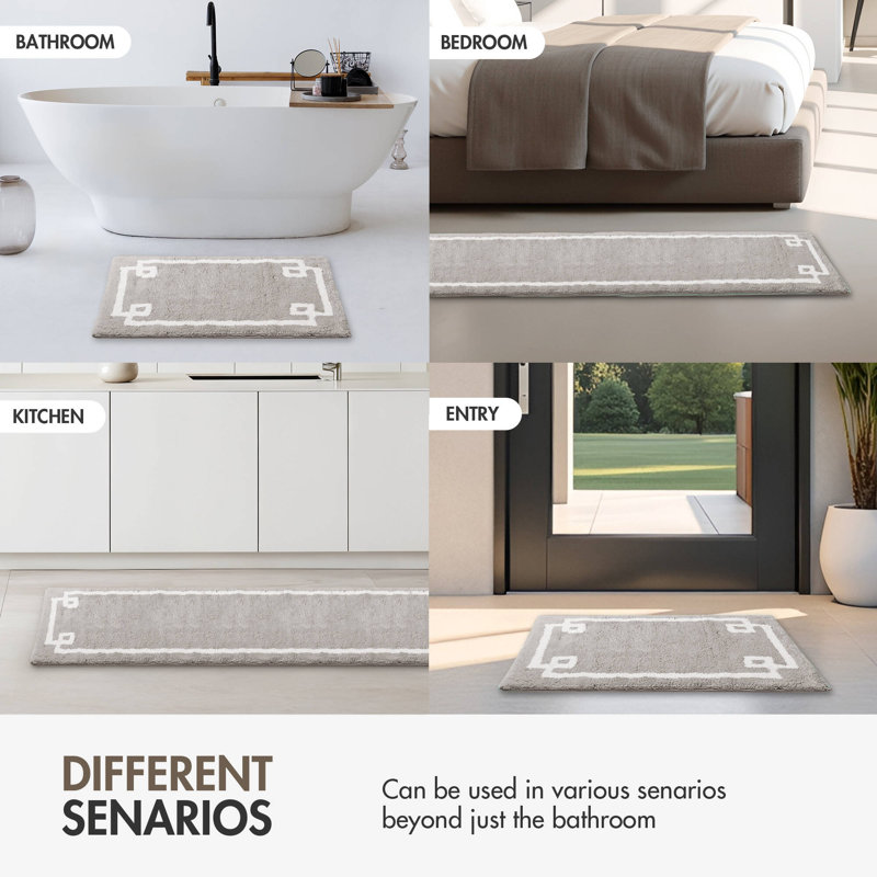 Tapis pour salle de bain 100% coton avec envers antidérapant Evan , Gris, L 20 po x L 30 po