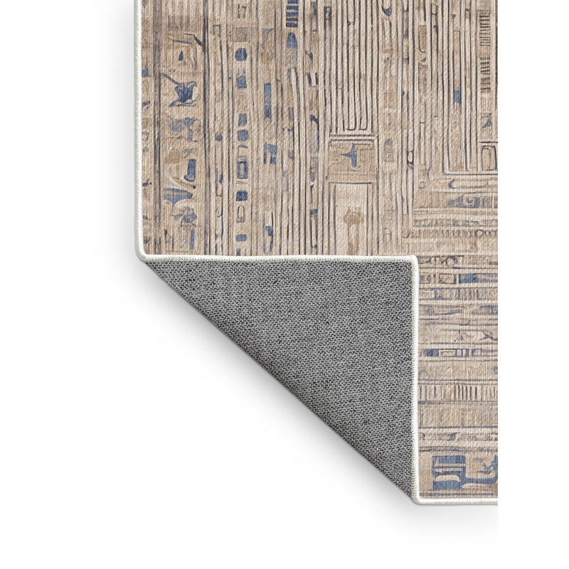 Machine Washable Beige Area Rug, Rectangle 8' x 12'