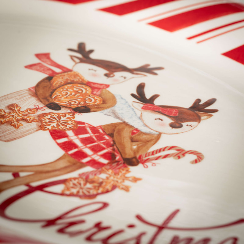 Plateau 14,75 "Merry Christmas, rouge et blanc
