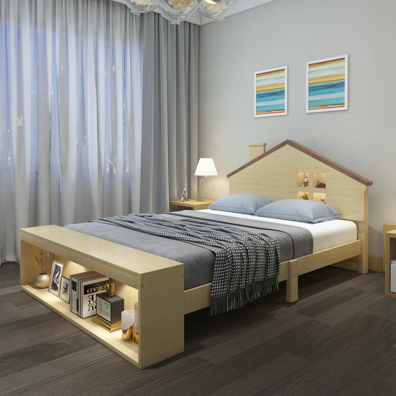 Lit avec rangement Nicat, Naturel