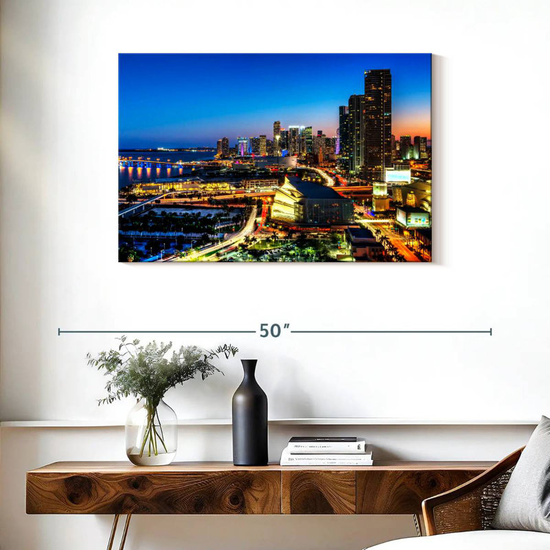 Sireci Miami Downtown At Night, 24" H x 36" W