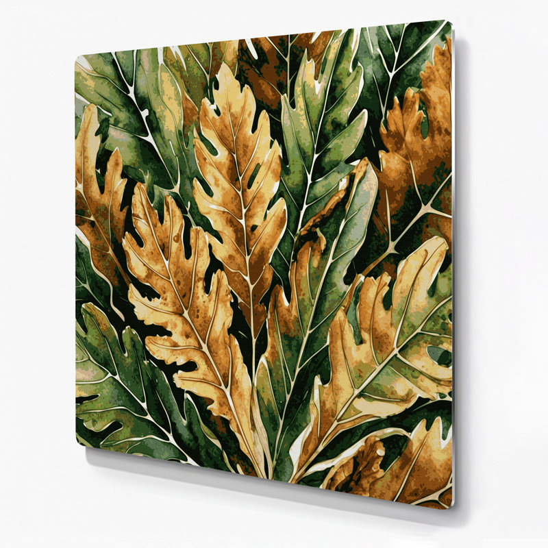 Art mural vert botanique en feuilles de noyer, 12" H x 12" W