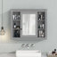Armoire de rangement murale de salle de bain 35 po x 28 po, armoire à pharmacie, armoire murale moderne avec miroir, armoire à miroir avec 6 tablettes ouvertes (meuble-lavabo non inclus)