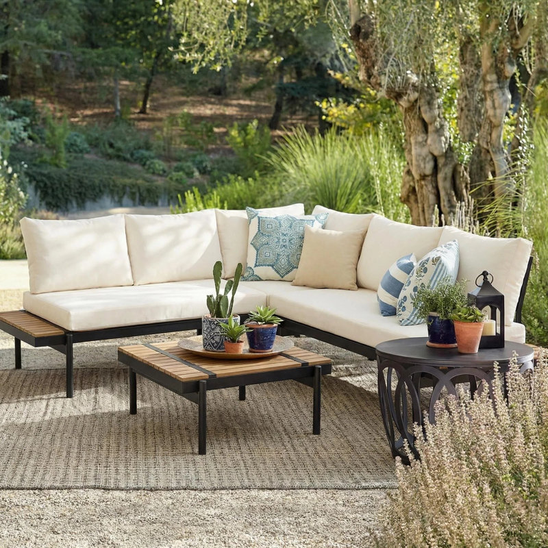 Ensemble de conversation modulaire 4 pièces avec coussin