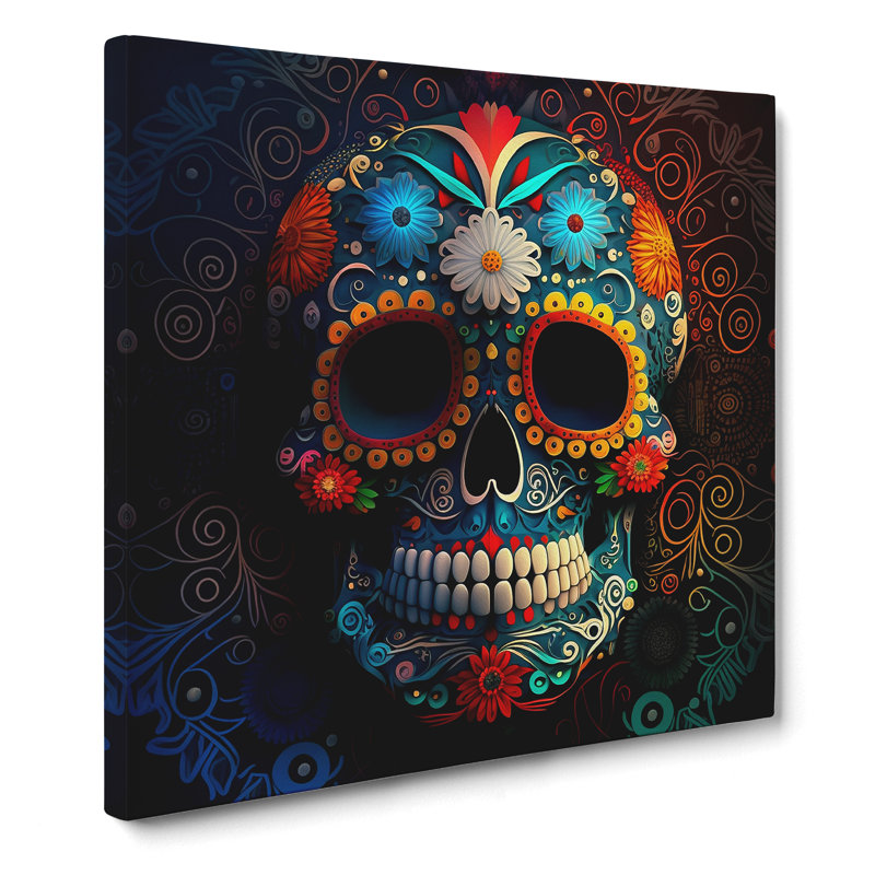 Sugar Skull Digital Art - Wrapped Canvas, 50cm H x 50cm W x 3cm D