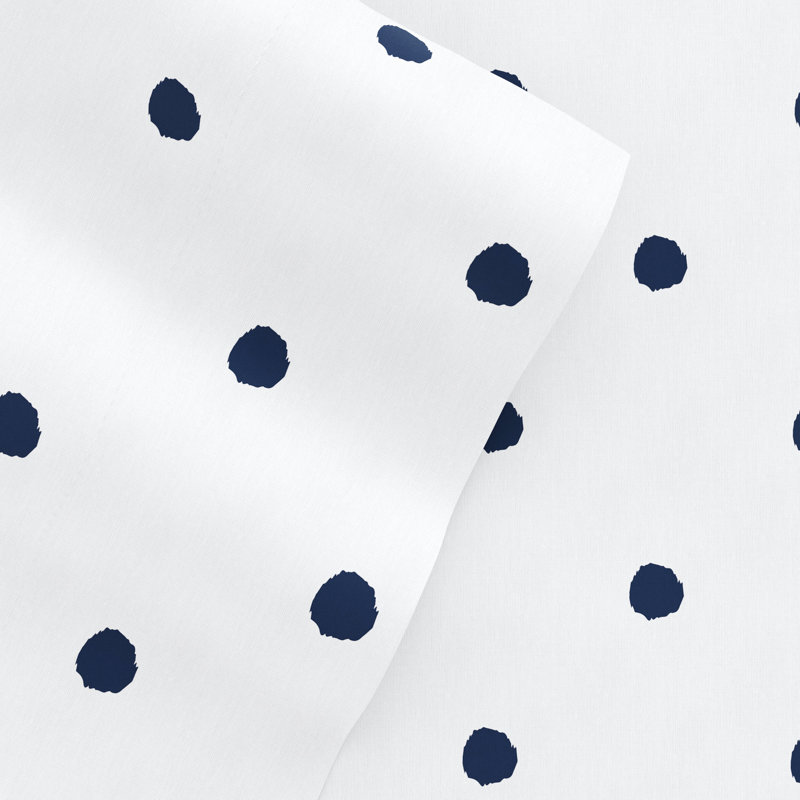 Navy Polka Dot Full Microfiber Sheet Set