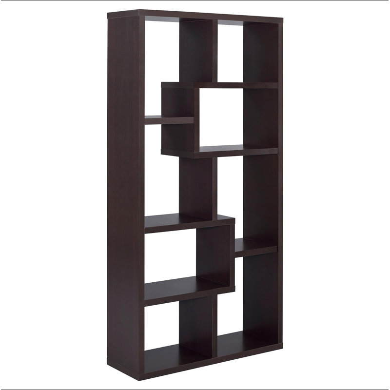 8-shelf Cappuccino Geometric Bookcase, Cappuccino