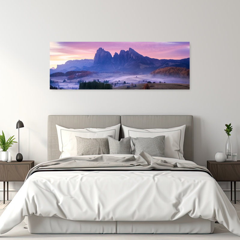 Art mural paysage mauve pacifique serein, H 20 po x l 60 po