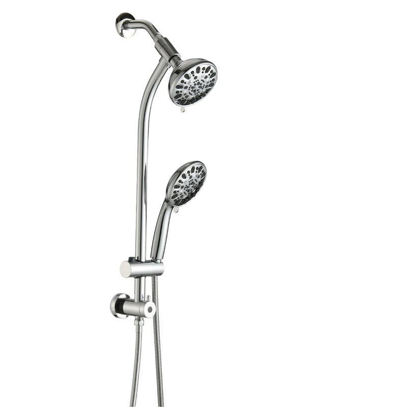 5 Inch Rain Shower & 7 Handheld With 26" Adjustable Slide Rail, Fast Setup, 1.8Gpm , Brushed Nickel Look, Stainless Steel System, Alloy Head, Nozzles, 7 Spray Modes 7-Spray Bar, No Drilling