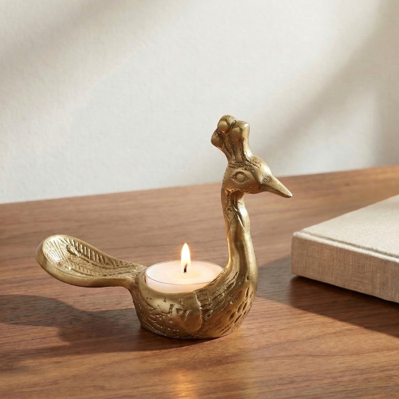 Photophore en aluminium doré 6 po Aurum Peacock
