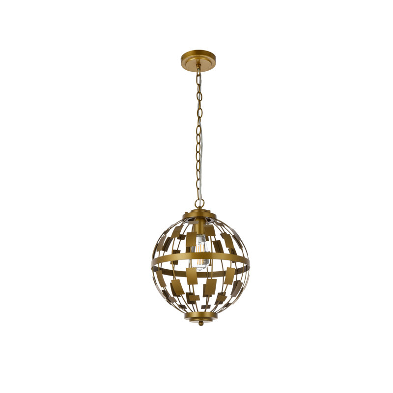 Luminaire suspendu sphérique unique à 1 lumière Adrick, Laiton