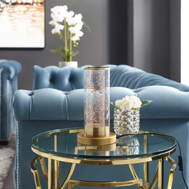 Lampe de table en verre transparent et laiton Adore par Modway