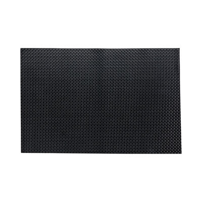 Restaurantware-Amalfi 16 x 12 Inch Plastic Placemats, Set Of 6 Basketweave Outdoor Placemats - Heat Tolerant, No Stain, Black Vinyl Table Placemats, Waterproof, Easy To Clean
