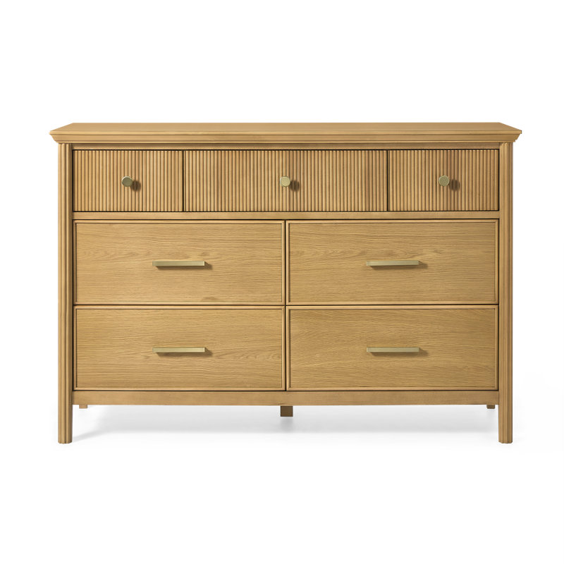 Reid Kids Solid Wood 7 - Drawer Double Dresser, Light Oak