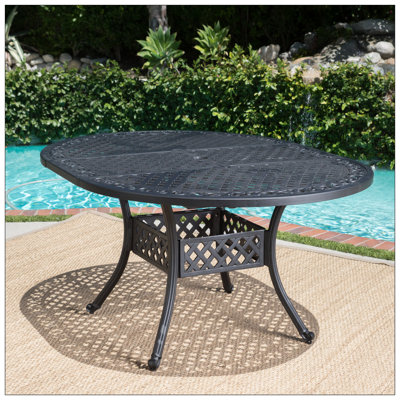 Table de salle à manger d'extérieur en aluminium extensible, finition sable noir