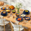 Ensemble de 16 pièces de vaisselle en argile gaufrée bleue au four d'élégance rétro française, artisanat artisanal, 4 personnes, convient pour la maison, la fête, le festival, le cadeau-929059090